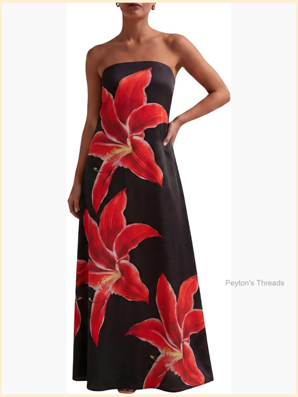 Women Strapless Maxi Dress Flowy Boho Tube Dress Beach Sundress